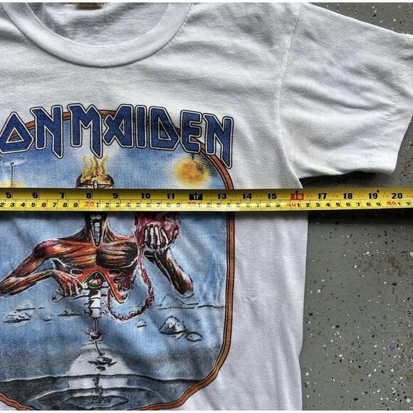 Iron Maiden Band Tee Mens Size Small White Vintage Concert Heavy Metal Grail - Picture 8 of 8